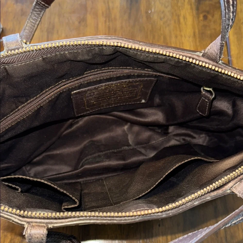 Coach Brown Tan Signature Tote Bag